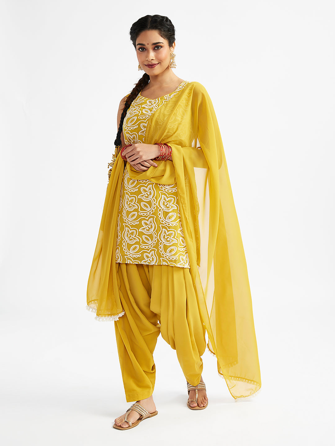 Women's Mustard Kurta Patiala Set