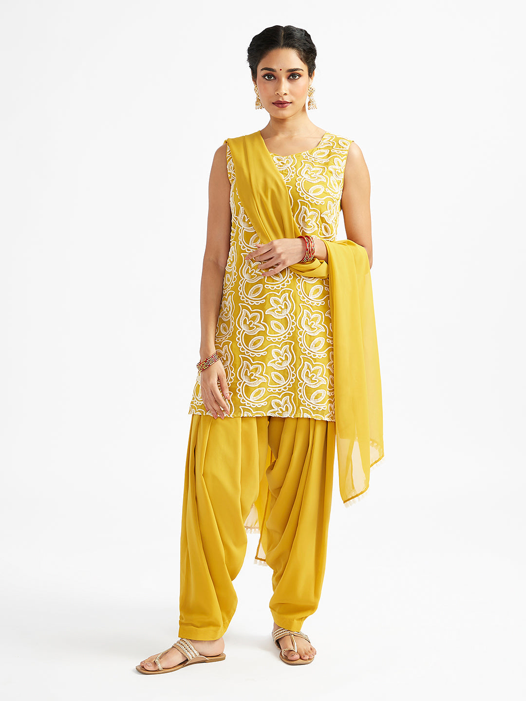 Women's Mustard Kurta Patiala Set