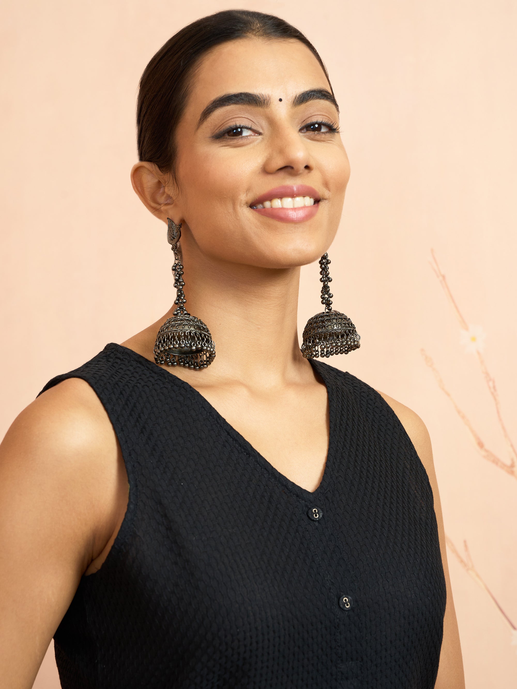 Women's Black Moonlight Jacquard Kurta