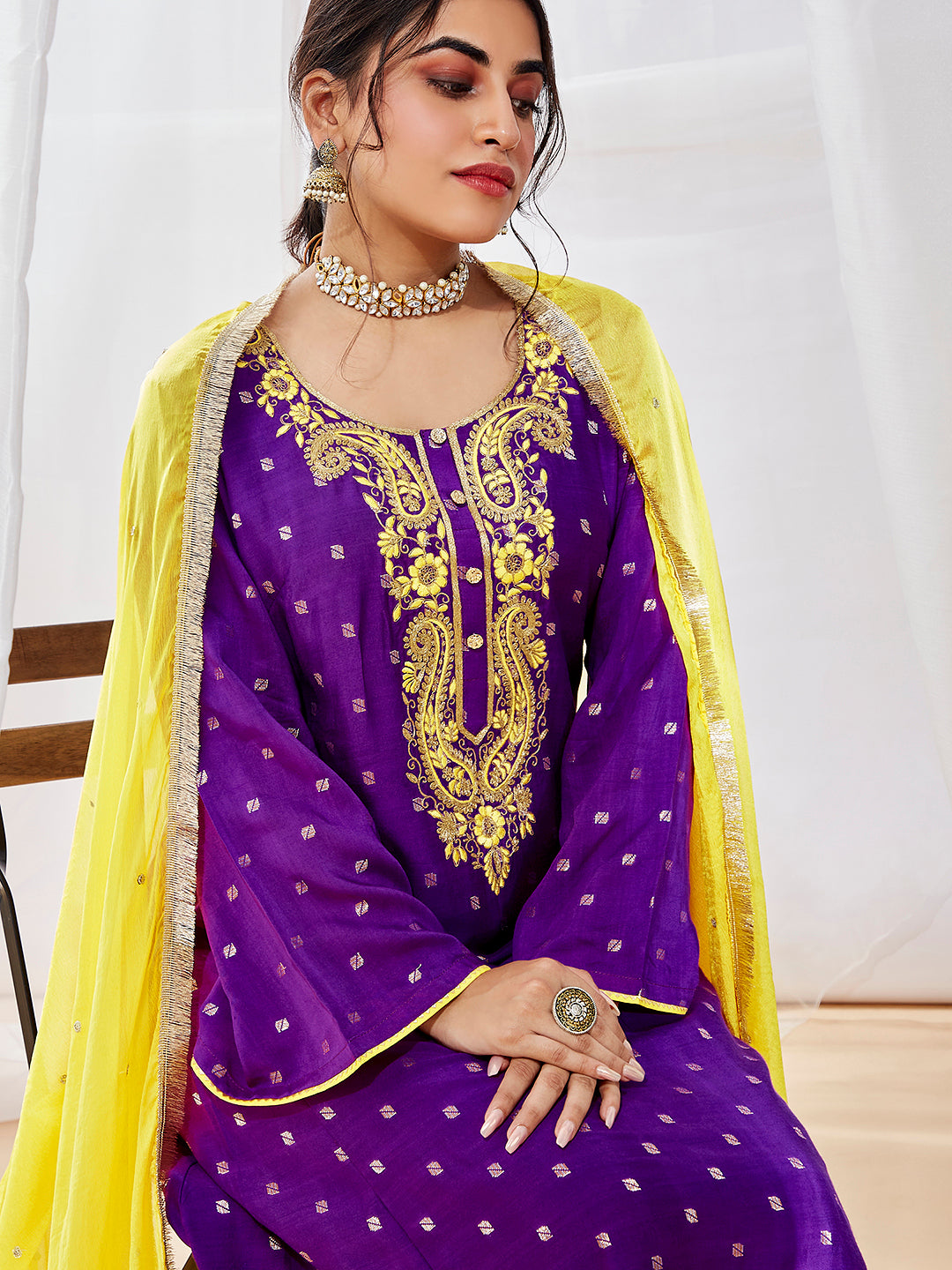Women's Purple Kurta Set