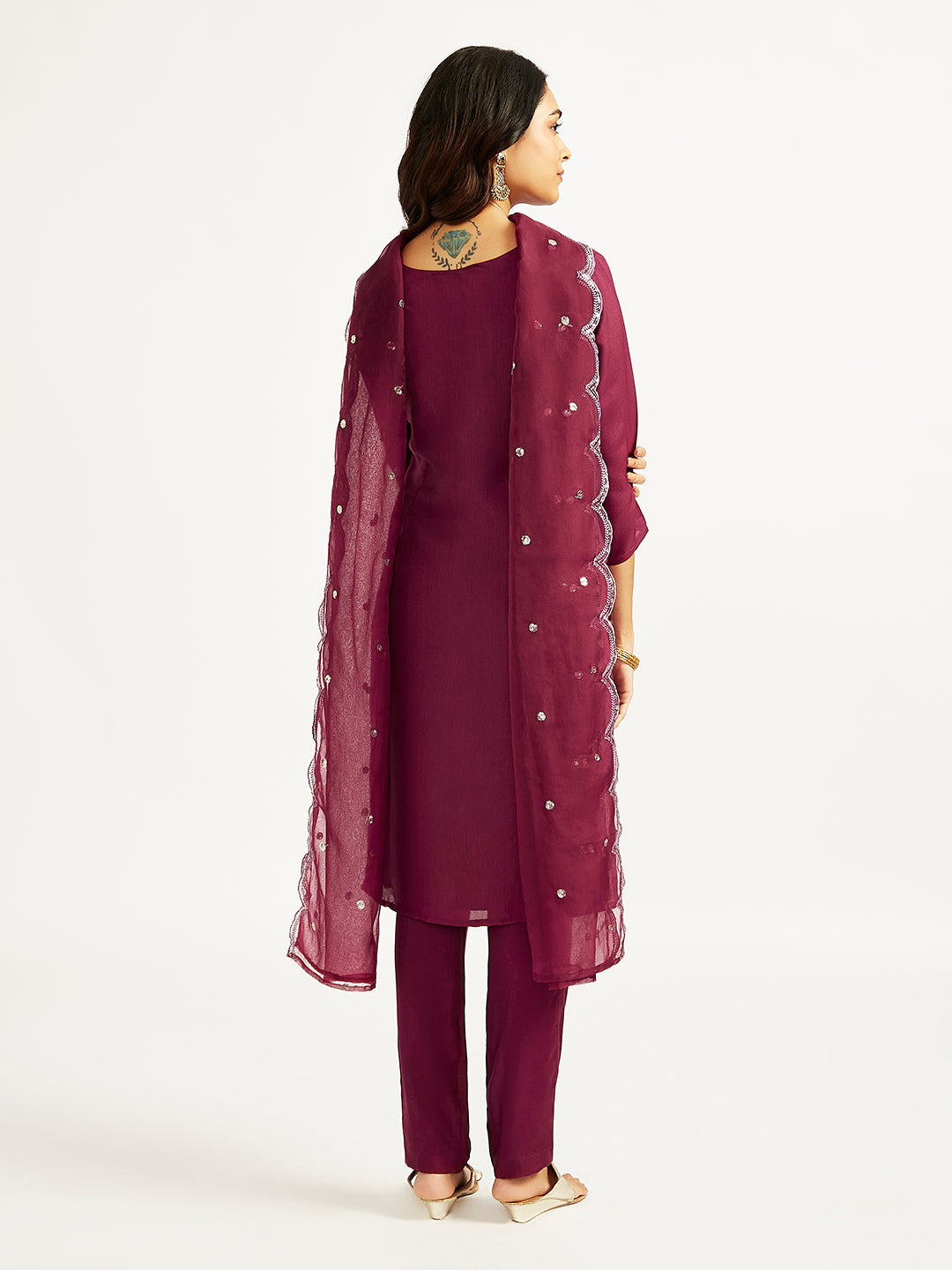 Women's Wine Kurta Set