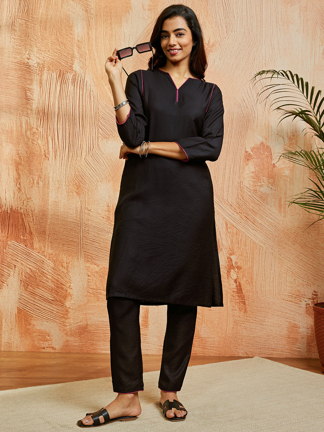 Women's Black Co Ords Set - qivii