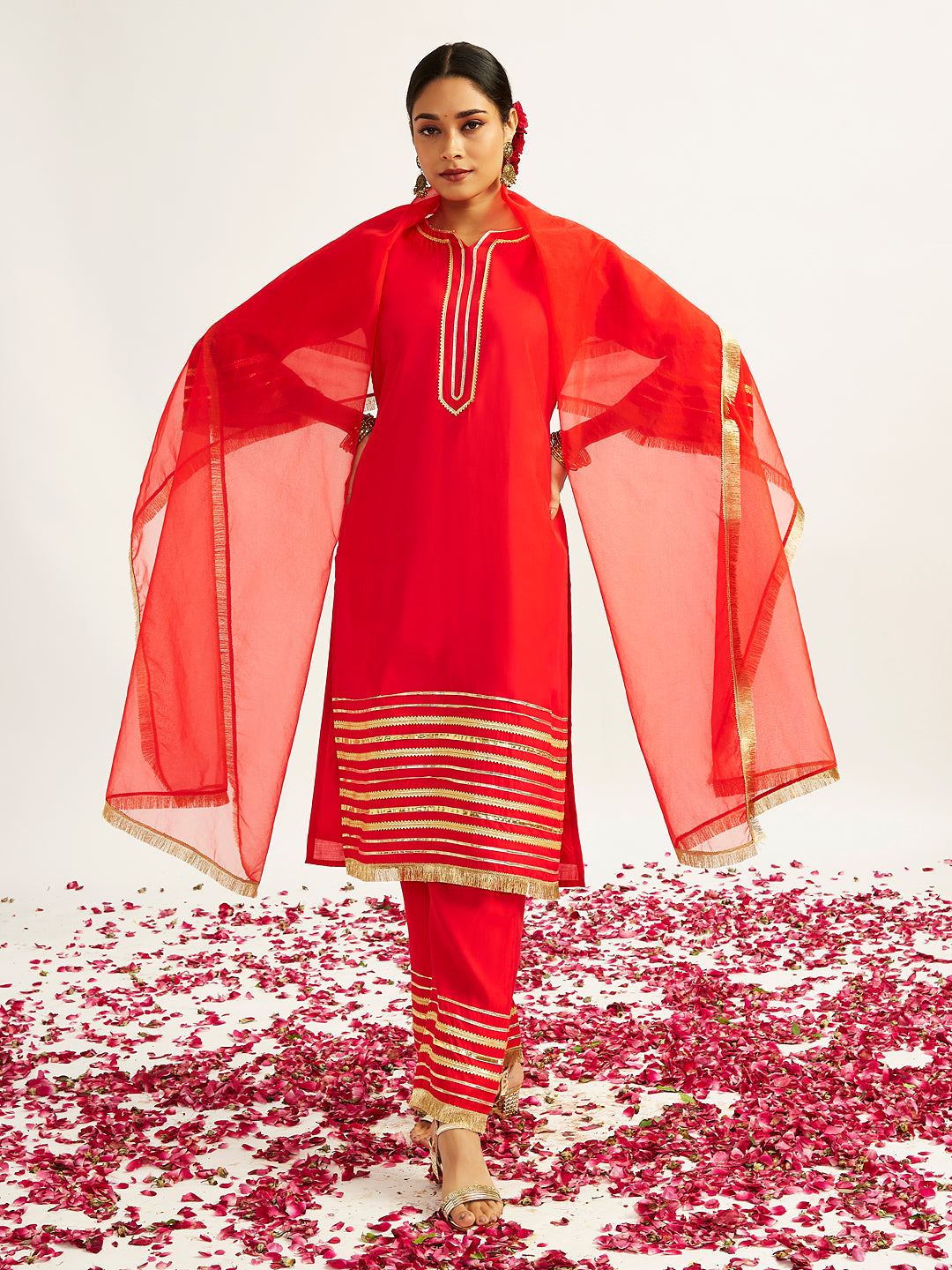 Women's Red Kurta Set