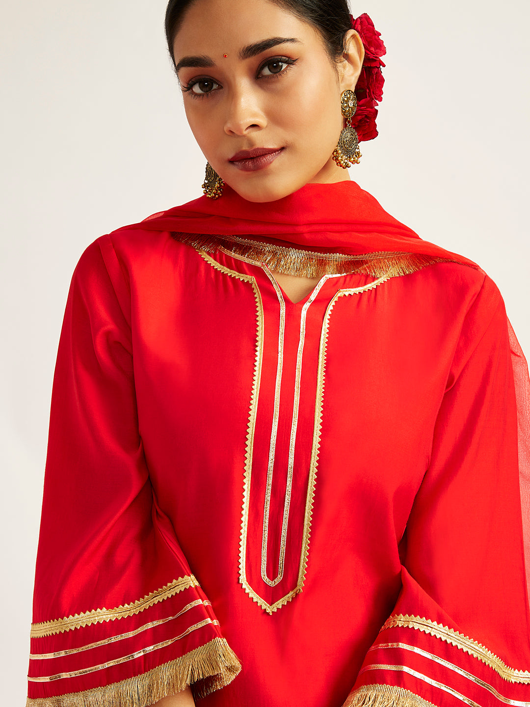 Women's Red Kurta Set