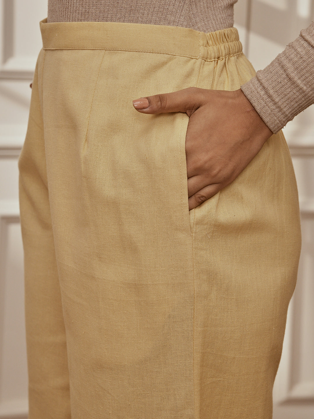 Women's Chiku Cotton Linen Straight Yoga Pants