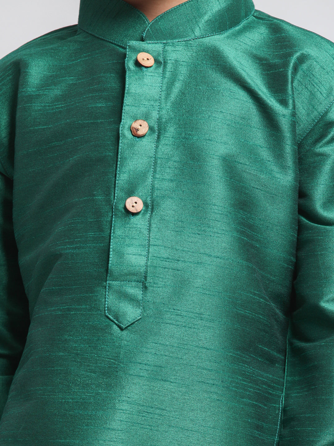 VASTRAMAY Boys' Green Silk Blend Kurta and Patiala Pant Set - qivii