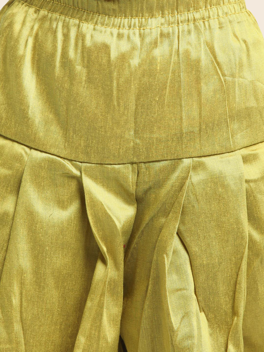 VASTRAMAY Boys' Green Silk Blend Kurta and Patiala Pant Set - qivii