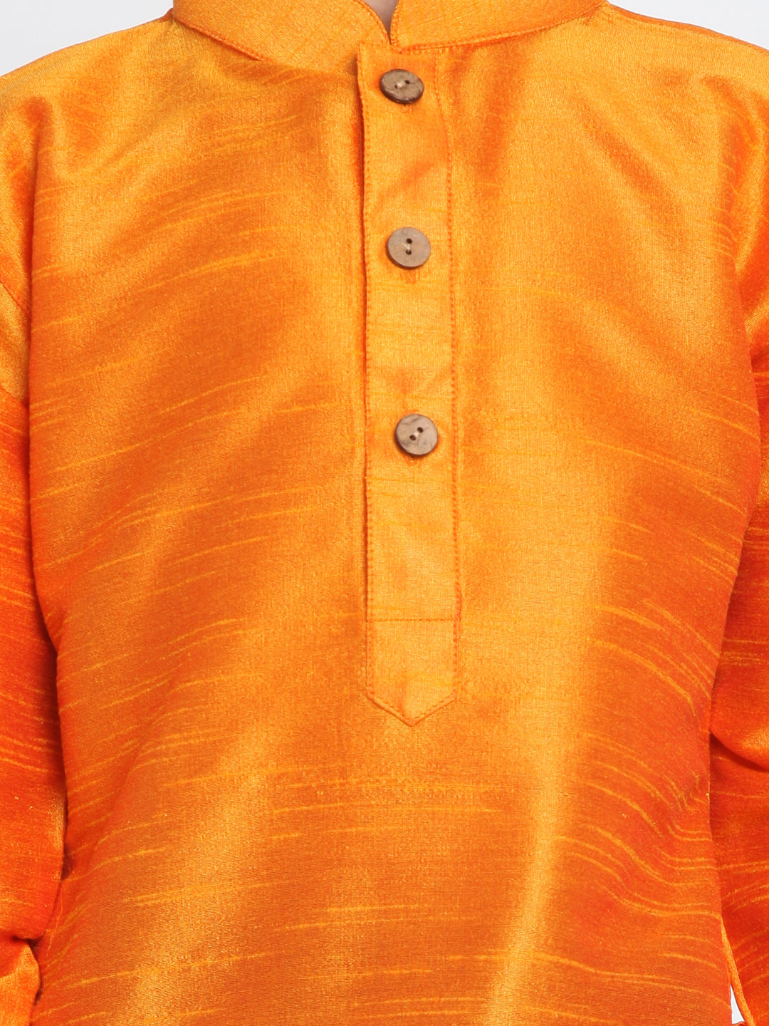 Vastramay Boys' Orange and Maroon Silk Blend Kurta and Patiala Pant Set - qivii