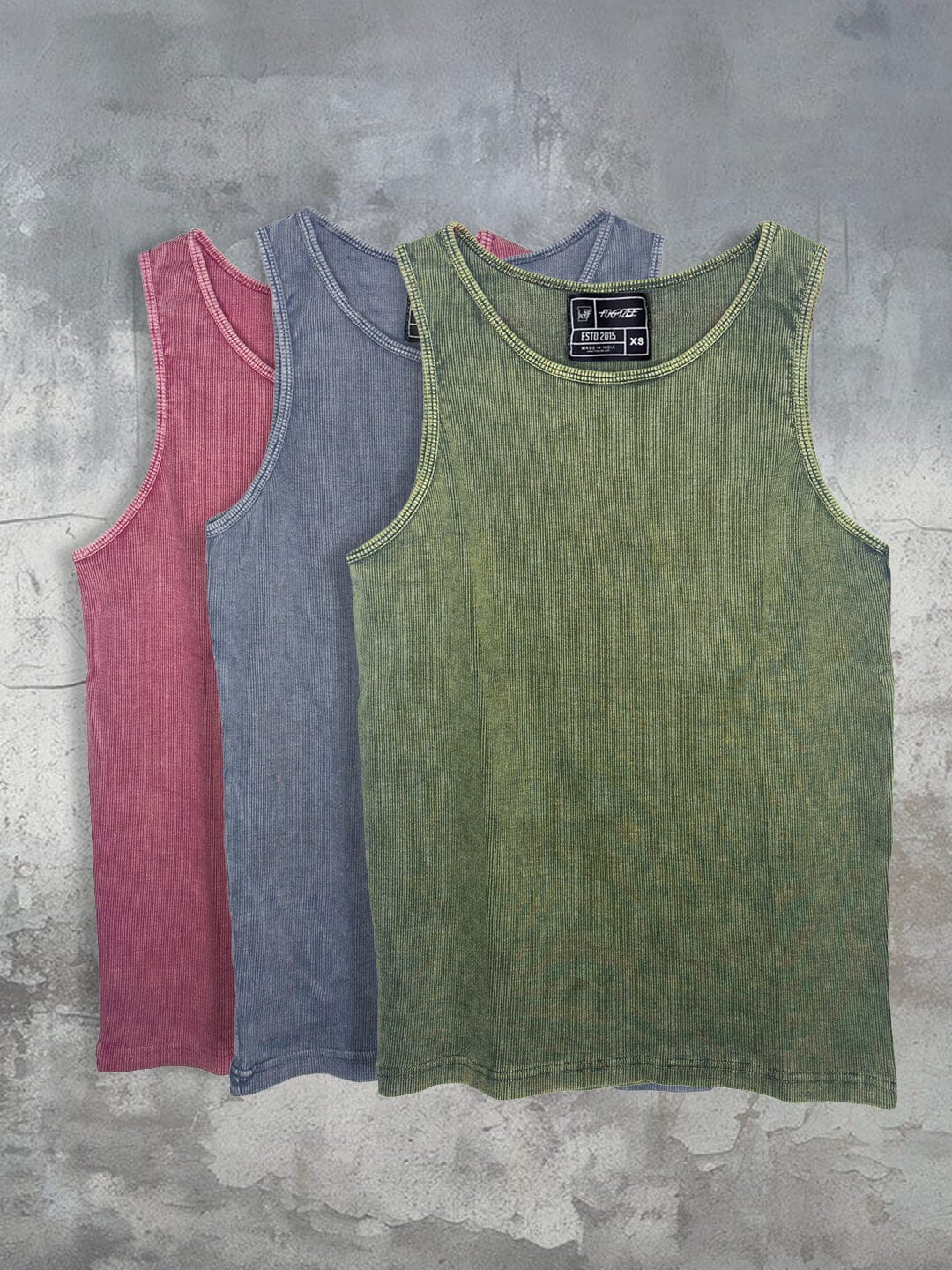 Ribbed Dyed Vest Pack Of 3