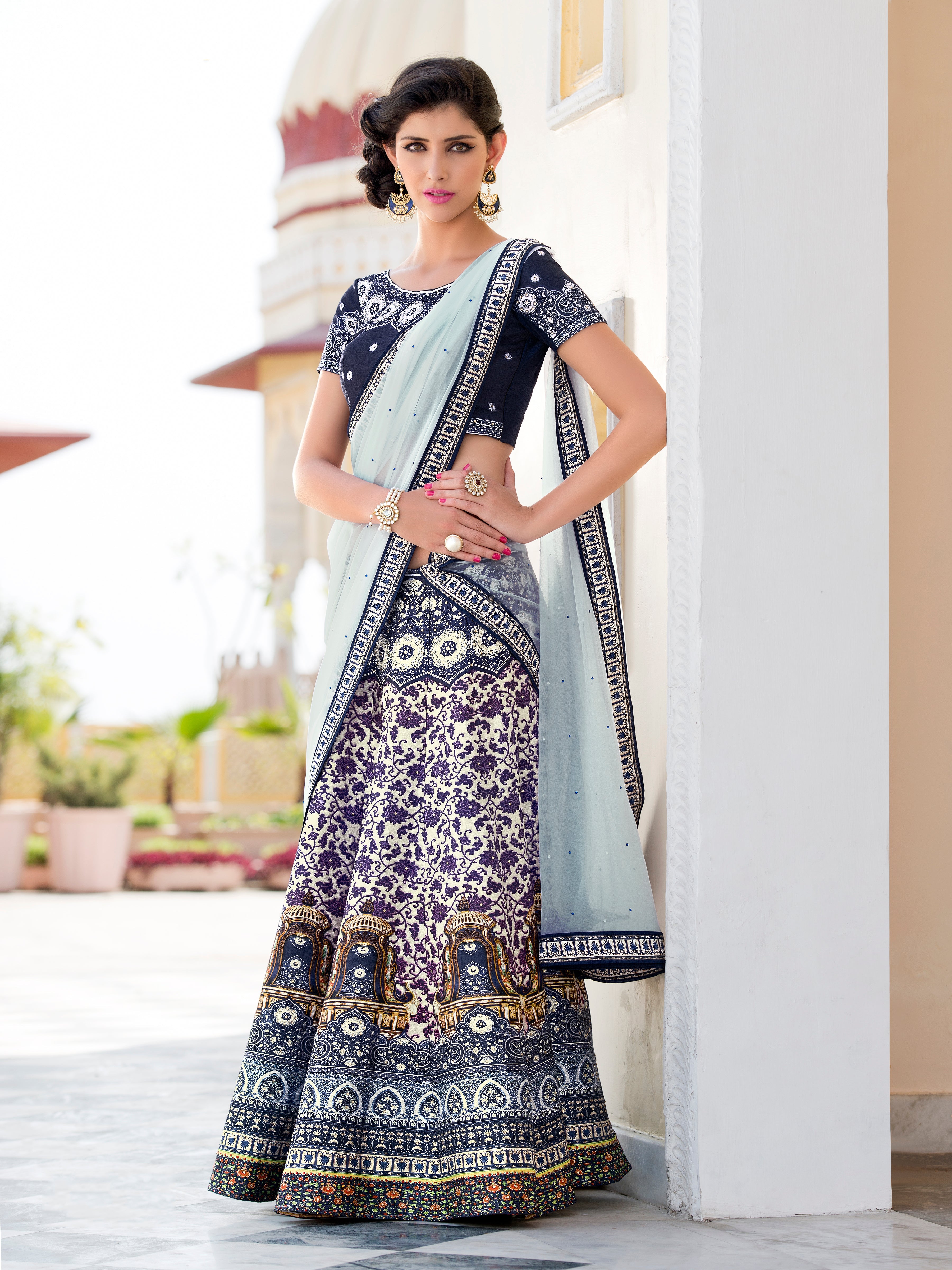Floral Fantasia a Digital Print Lehenga - qivii