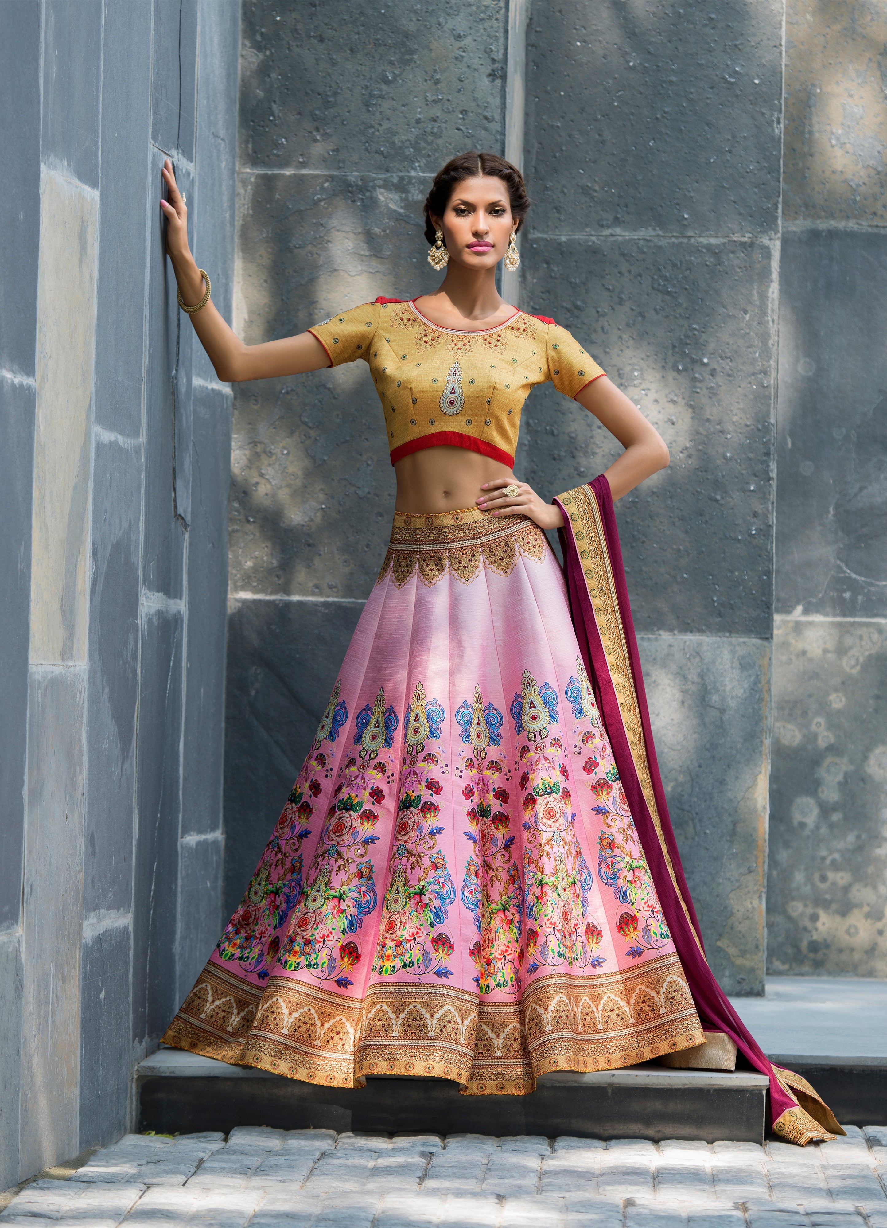 Pretty in Pink A Digital Print Lehenga for the Modern Girlish Charm - qivii