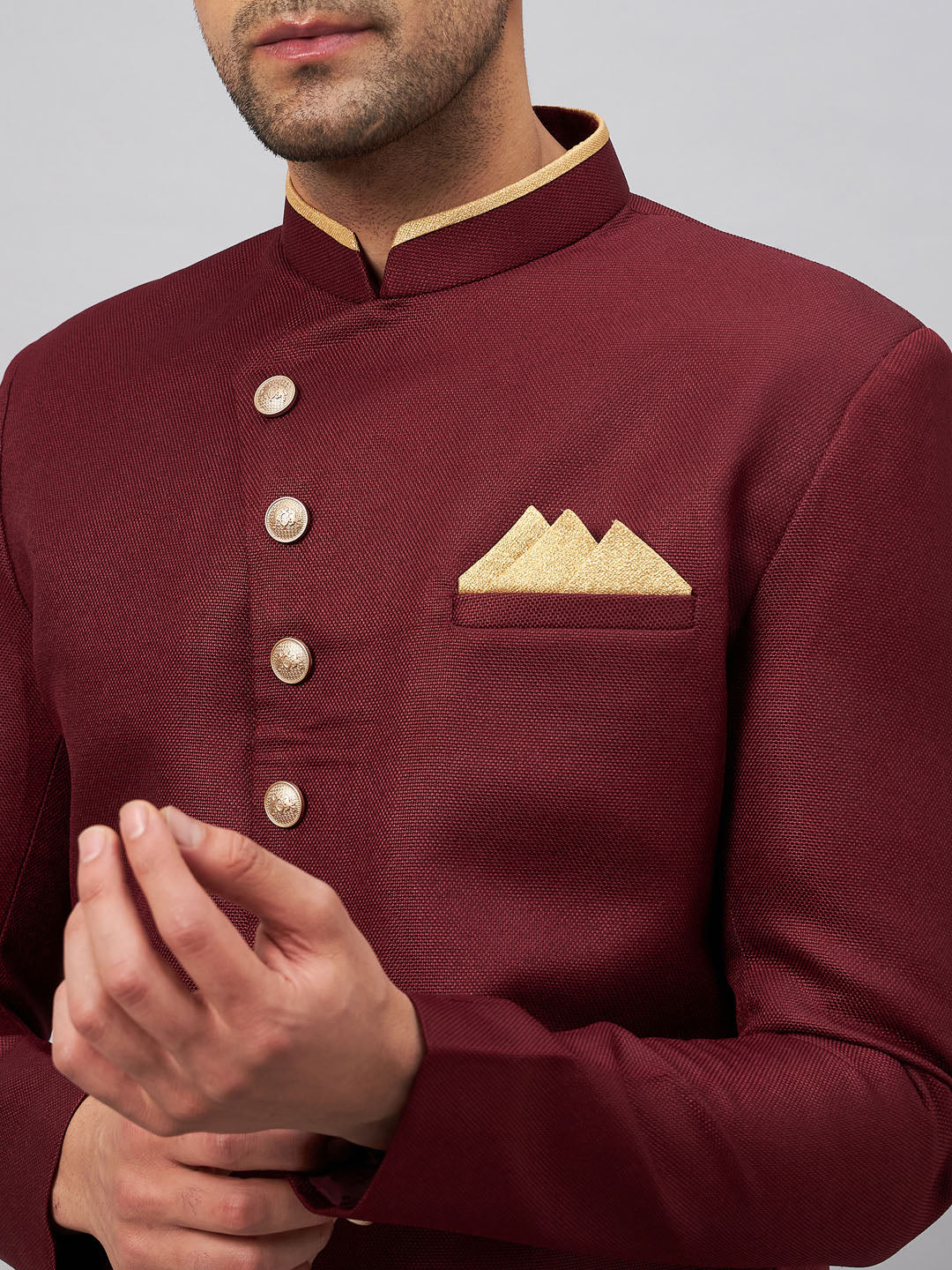 Men's Maroon Indo Western Set