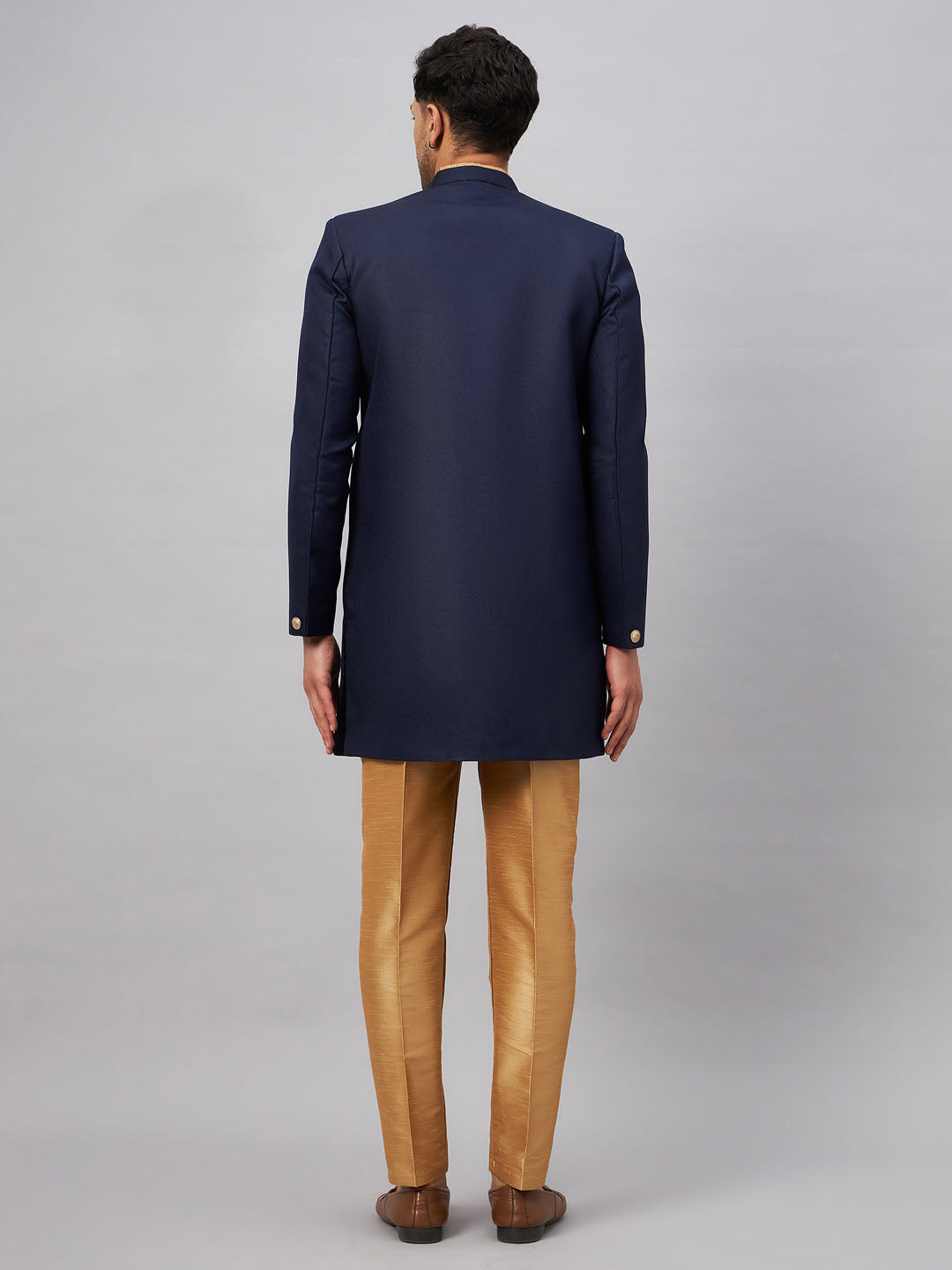 Men's Navy Blue Indo Western Set