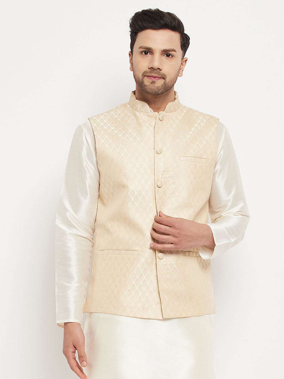 Men's Cream Silk Blend Jacket