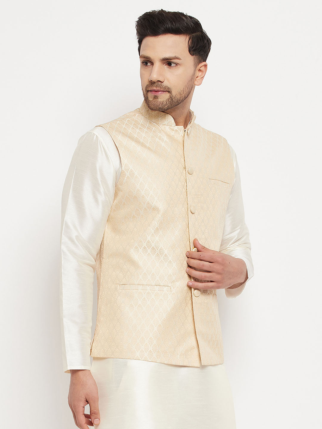 Men's Cream Silk Blend Jacket