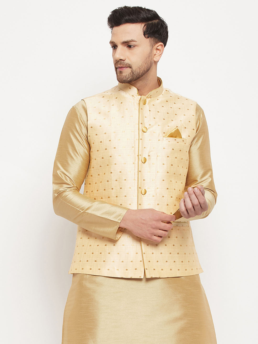 Men's Gold Zari Weaved Jacket