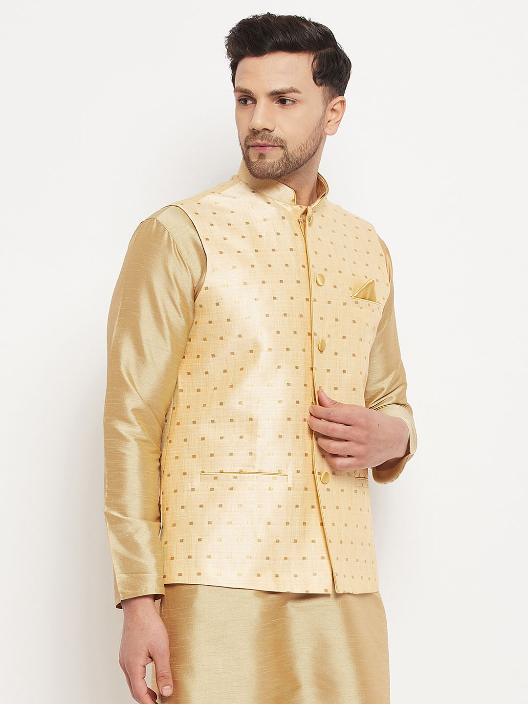 Men's Gold Zari Weaved Jacket