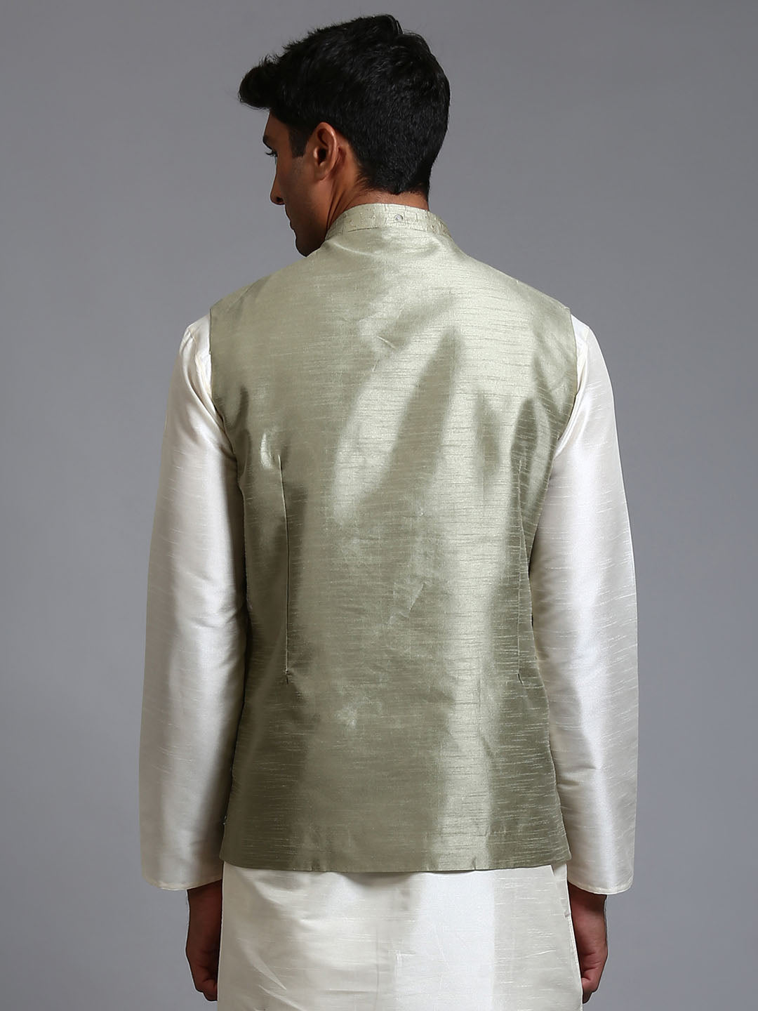 Men's Mehndi Green Embellished Jacket