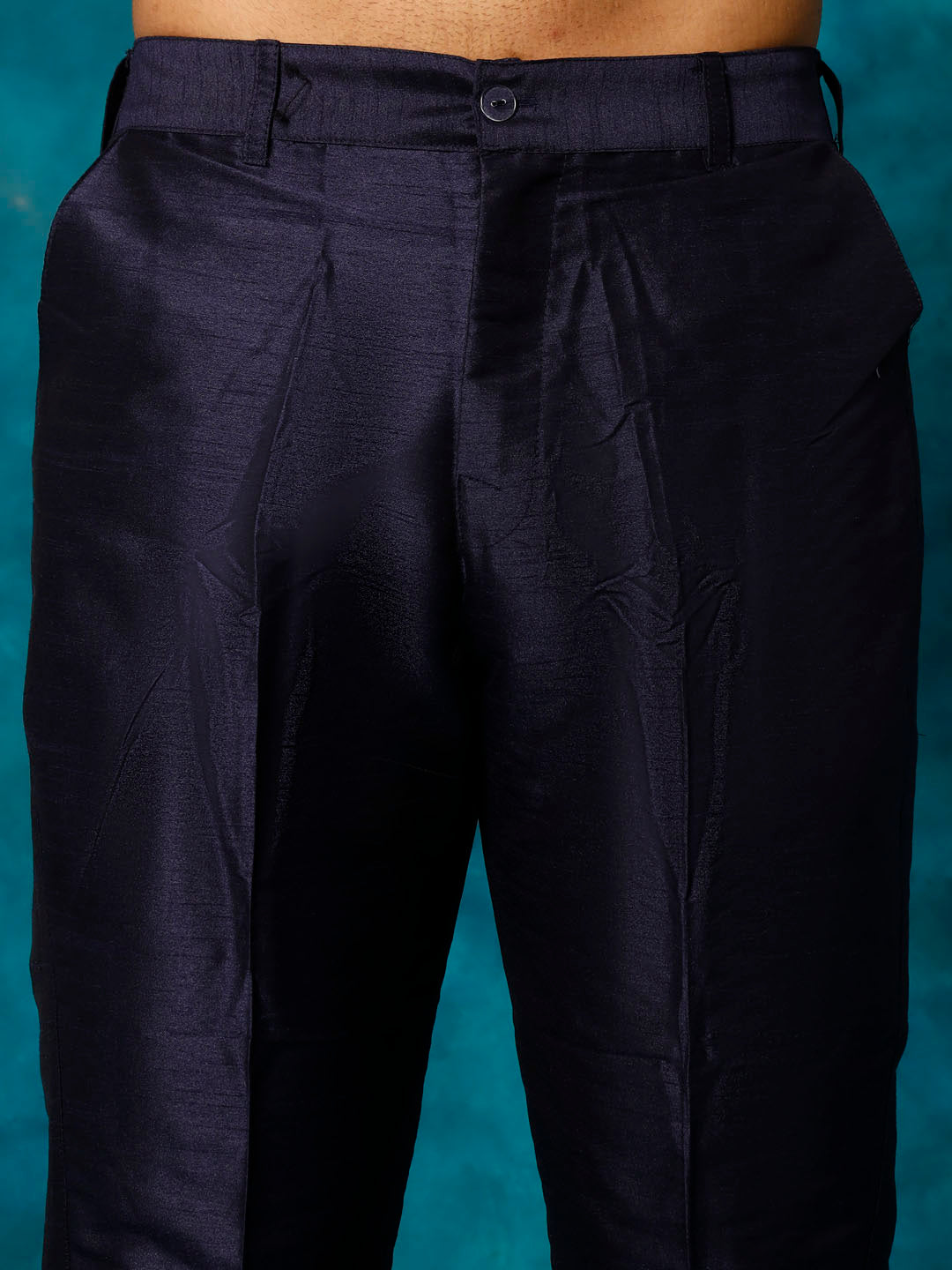 Men's Blue Silk Blend Kurta Pyjama Set