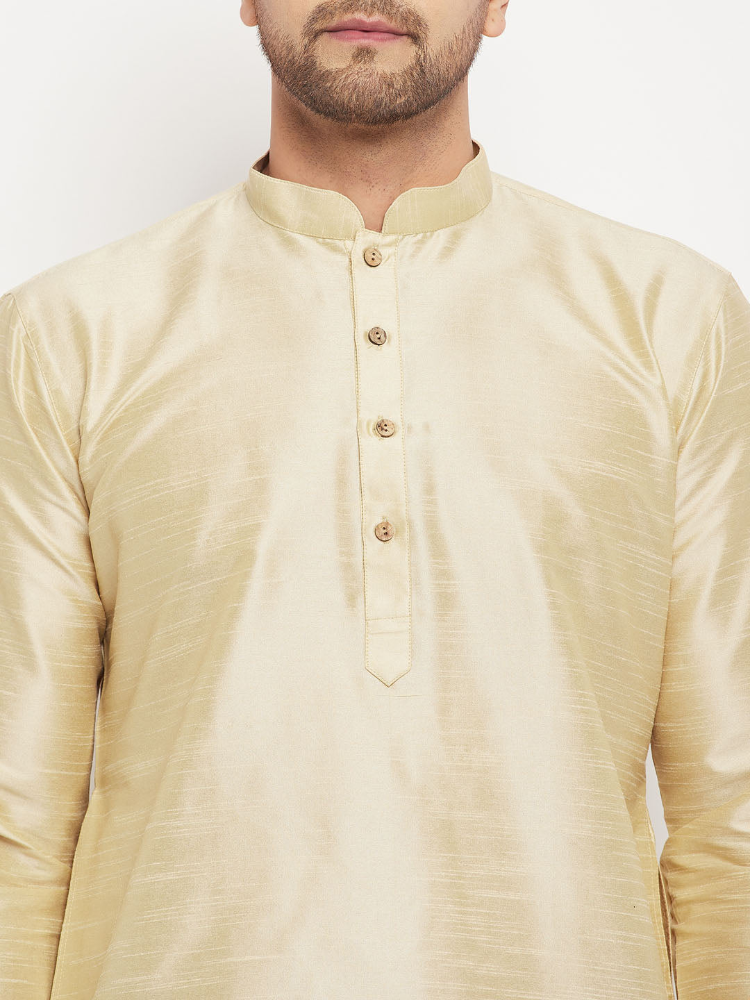 Men's Gold Cotton Silk Blend Kurta