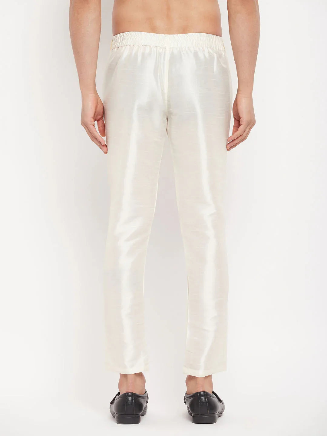 Men's Cream Silk Blend Pant Style Pyjama