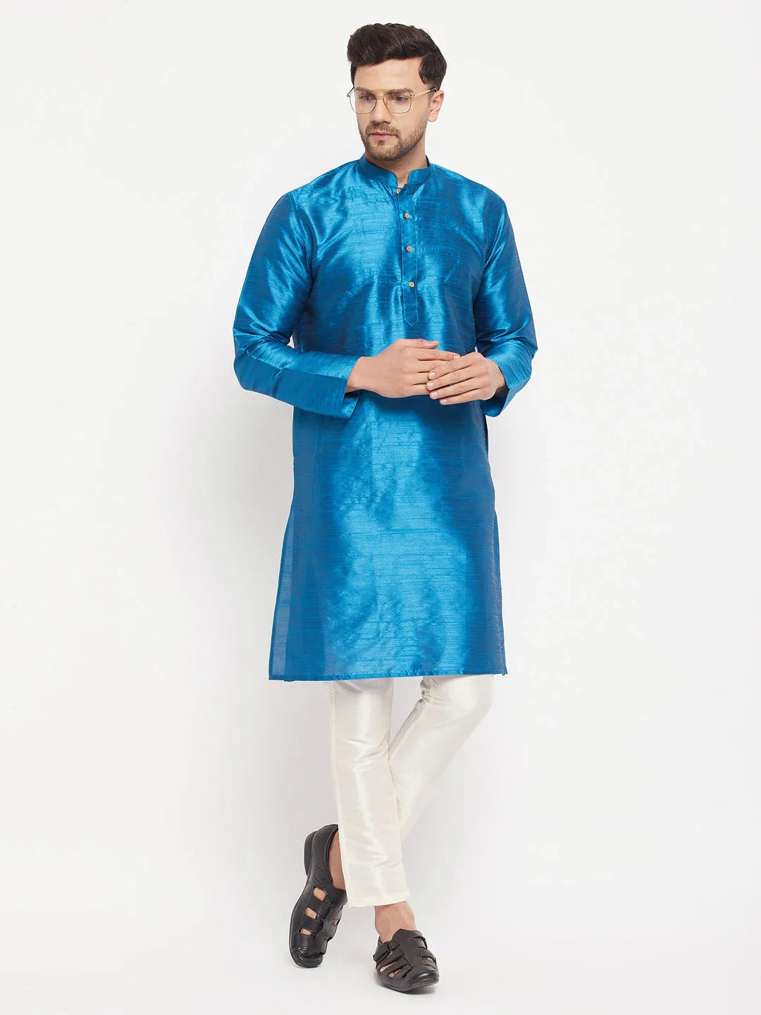 Men's Cream Silk Blend Pant Style Pyjama