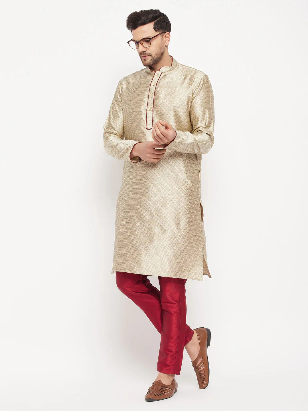Men's Maroon Silk Blend Pant Style Pyjama