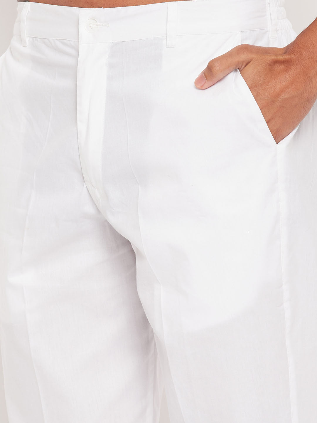 Men's Black And White Cotton Blend Pathani Suit With White Pant Set