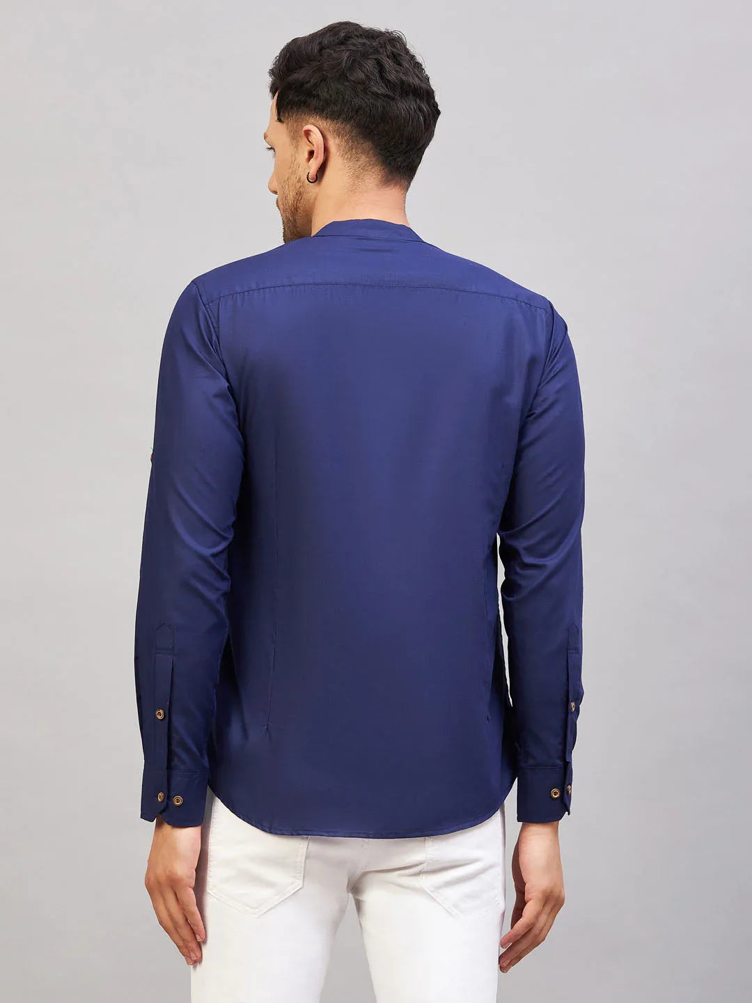 Men's Blue Short Cotton Kurta