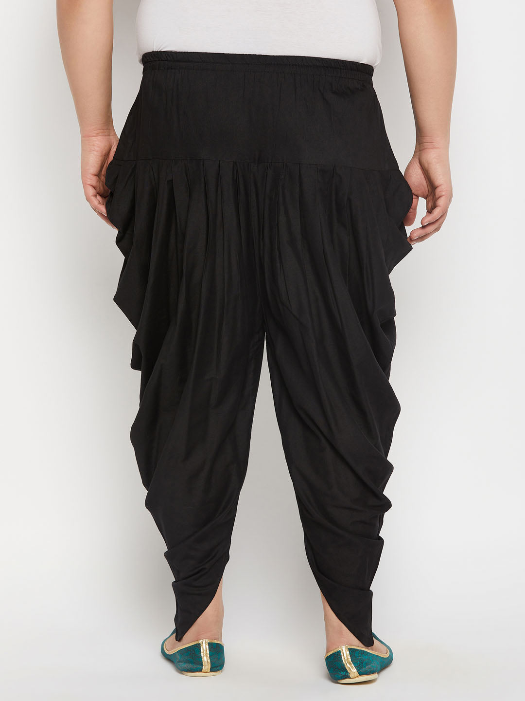 Men's Plus Size Black Solid Cowl Dhoti Pant