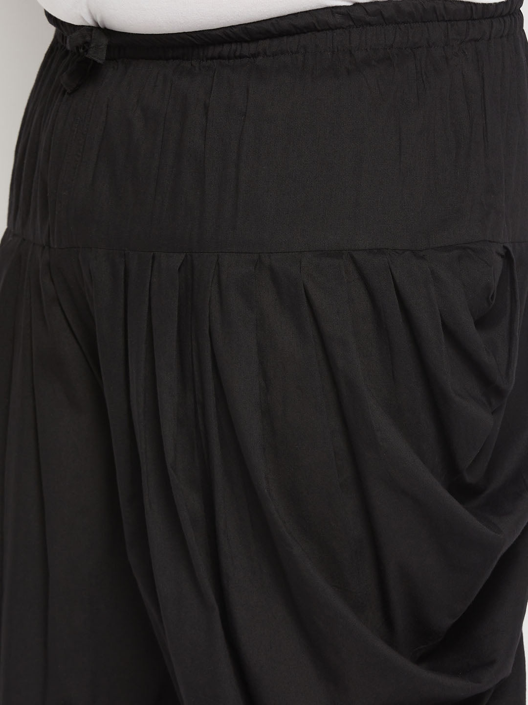 Men's Plus Size Black Solid Cowl Dhoti Pant