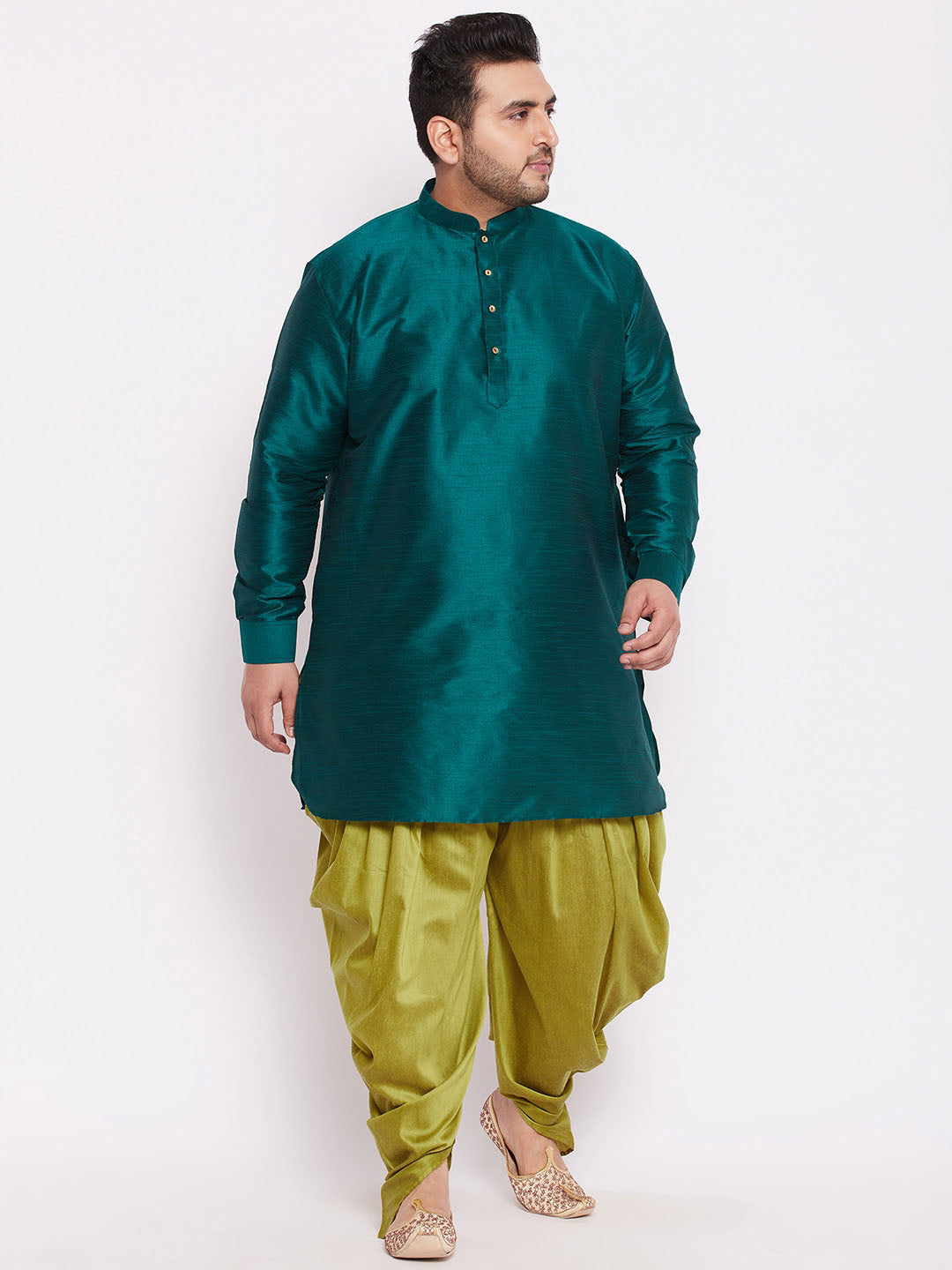 Men's Plus Size Green Cowl Dhoti