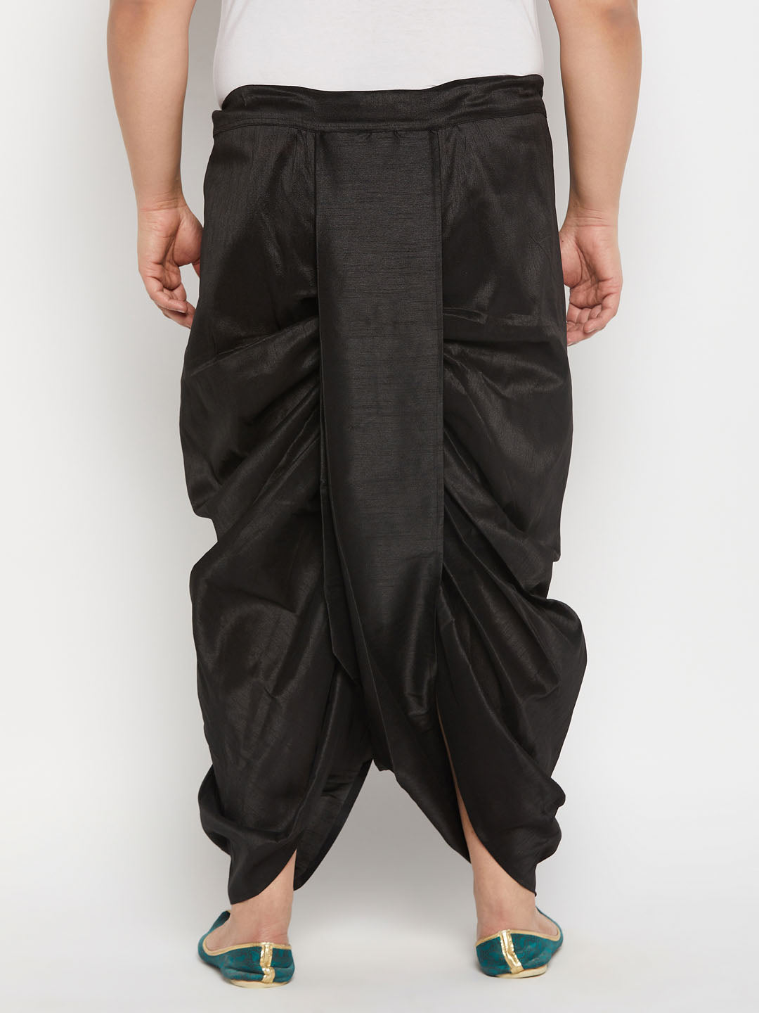 Men's Plus Size Black Cotton Blend Solid Traditional Dhoti