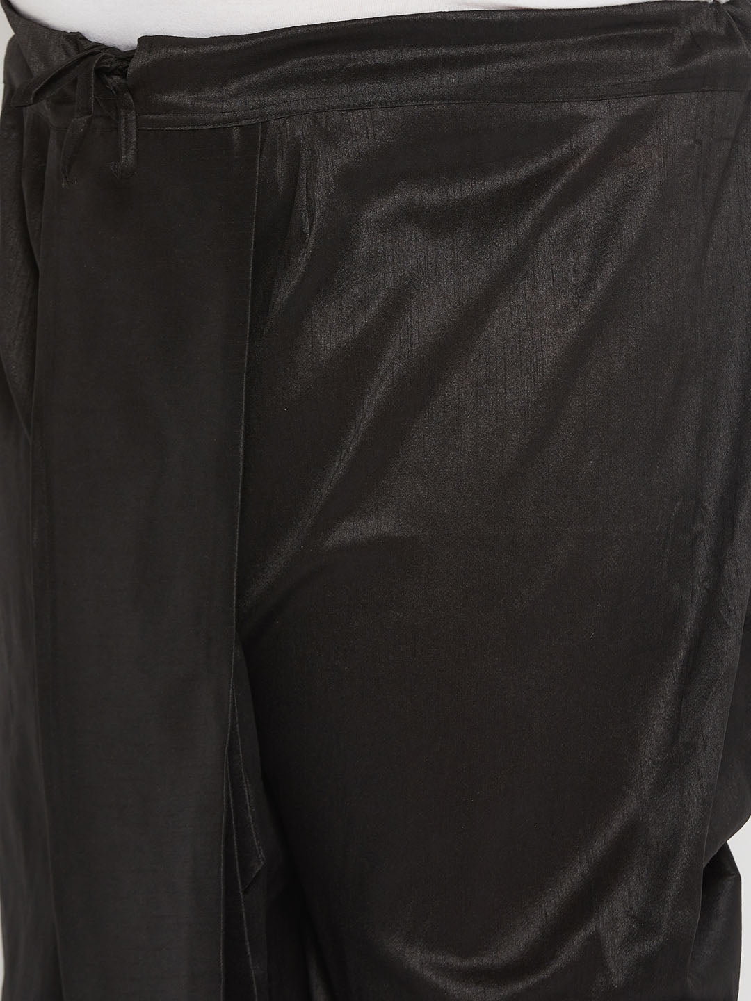 Men's Plus Size Black Cotton Blend Solid Traditional Dhoti