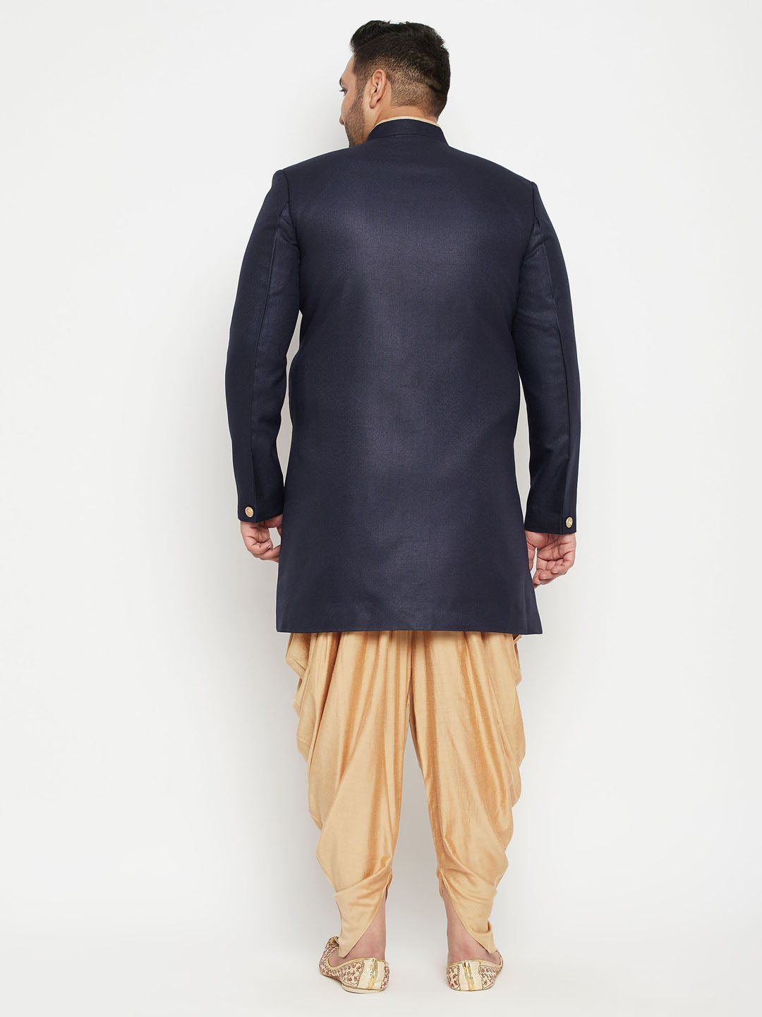 Men's Plus Size Navy Blue Slim Fit Sherwani Set