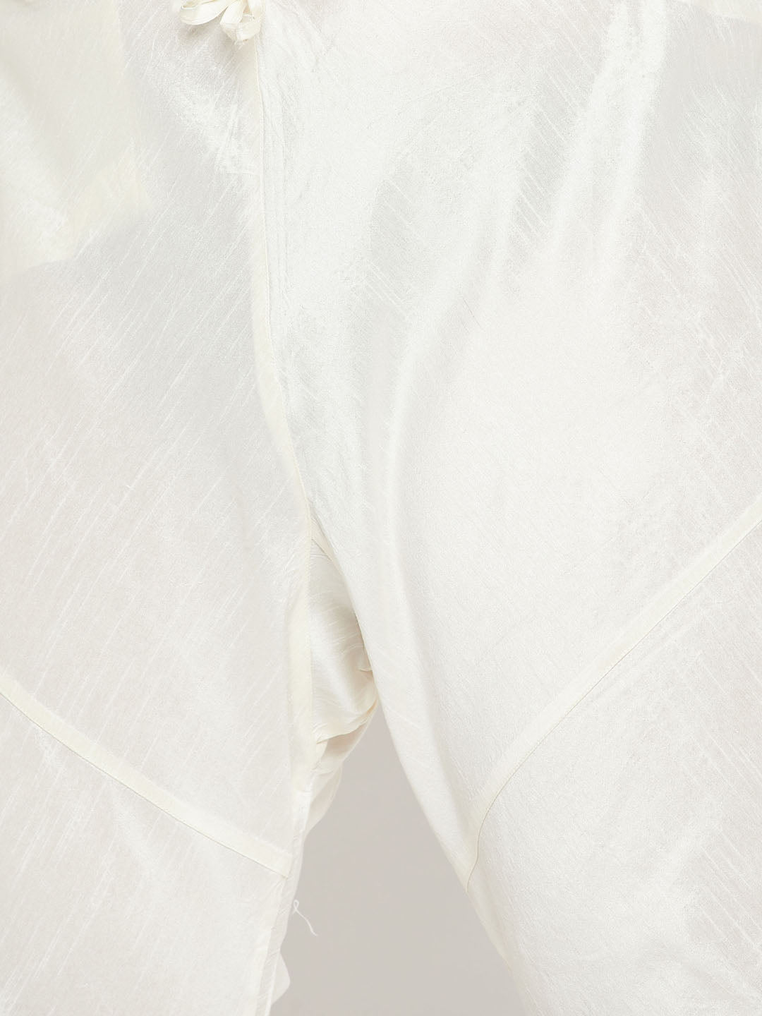 Men's Plus Size Cream And Maroon Silk Blend Jacket Kurta Pyjama Set