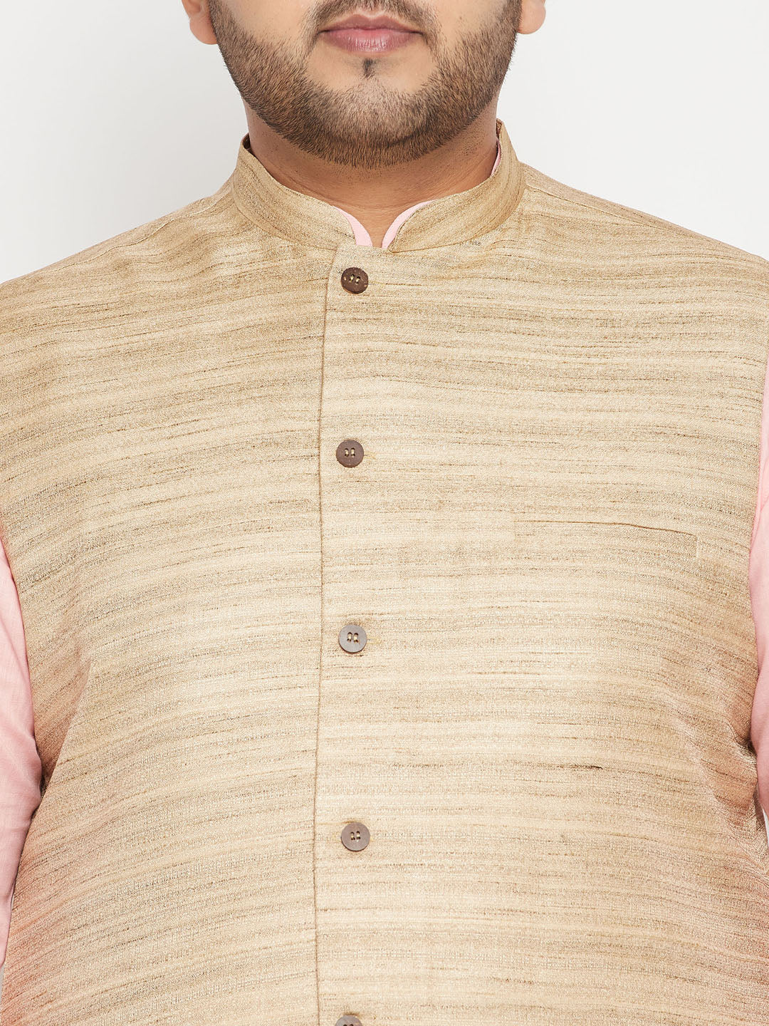 Men's Plus Size Beige Nehru Jacket