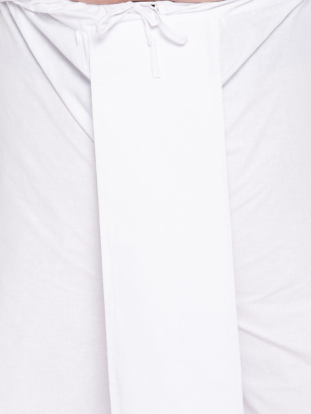 Men's Plus Size Coffee Cotton Blend Jacket With White Kurta And Dhoti Set