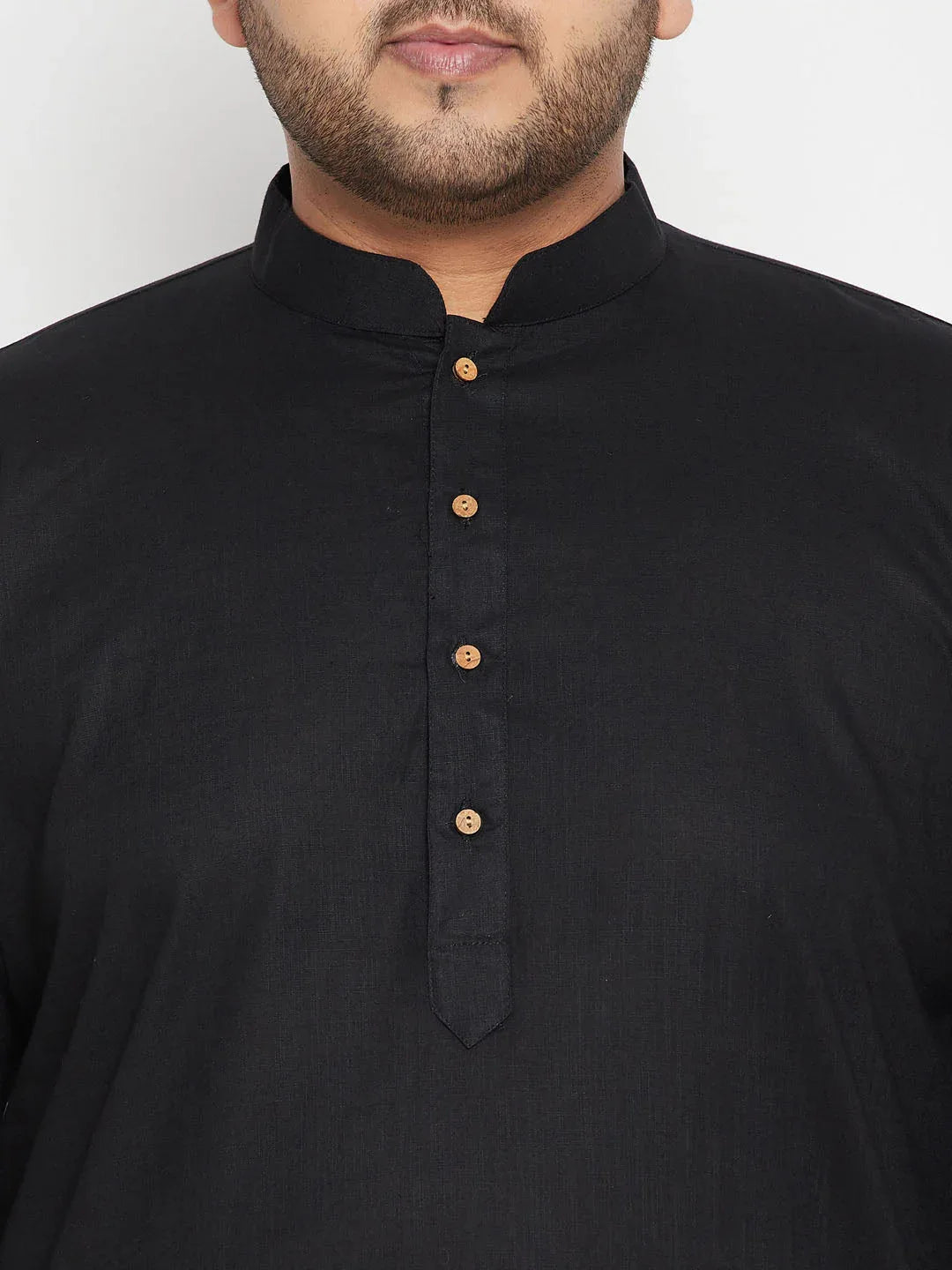 Plus Men's Black And White Pyjama Set With Orange Nehru Jacket Set