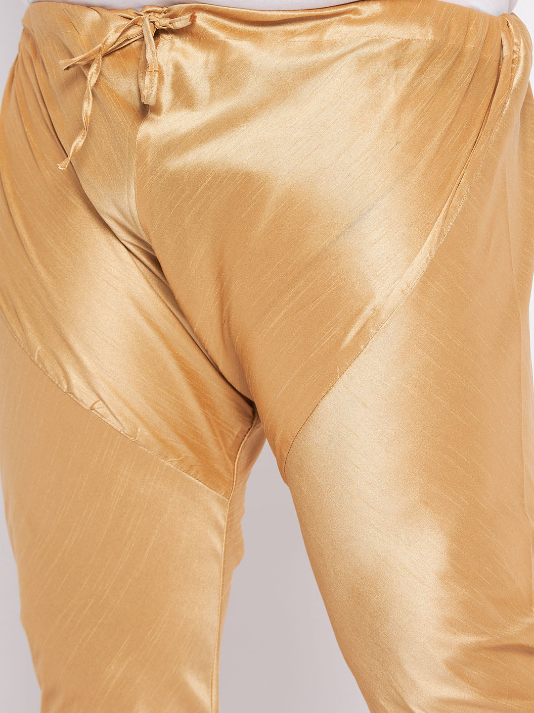 Men's Plus Size Black Ethnic Jacket With Rose Gold Silk Blend Kurta Pyjama Set