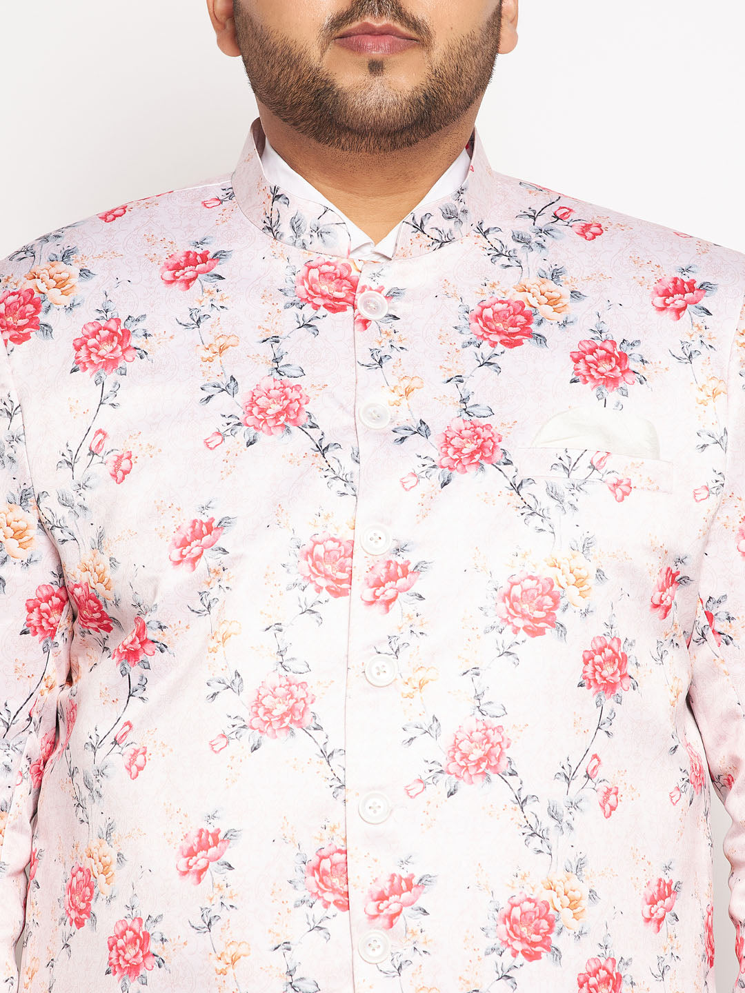 Plus Size Men's Peach Silk Blend Jodhpuri