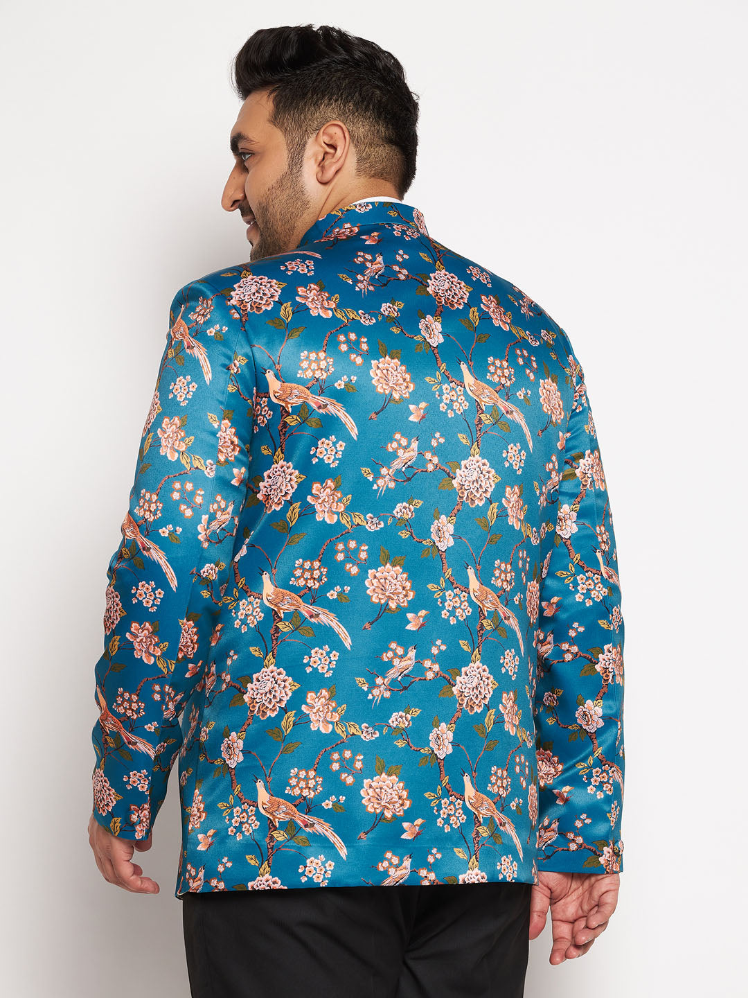 Plus Size Men's Turquoise Silk Blend Jodhpuri