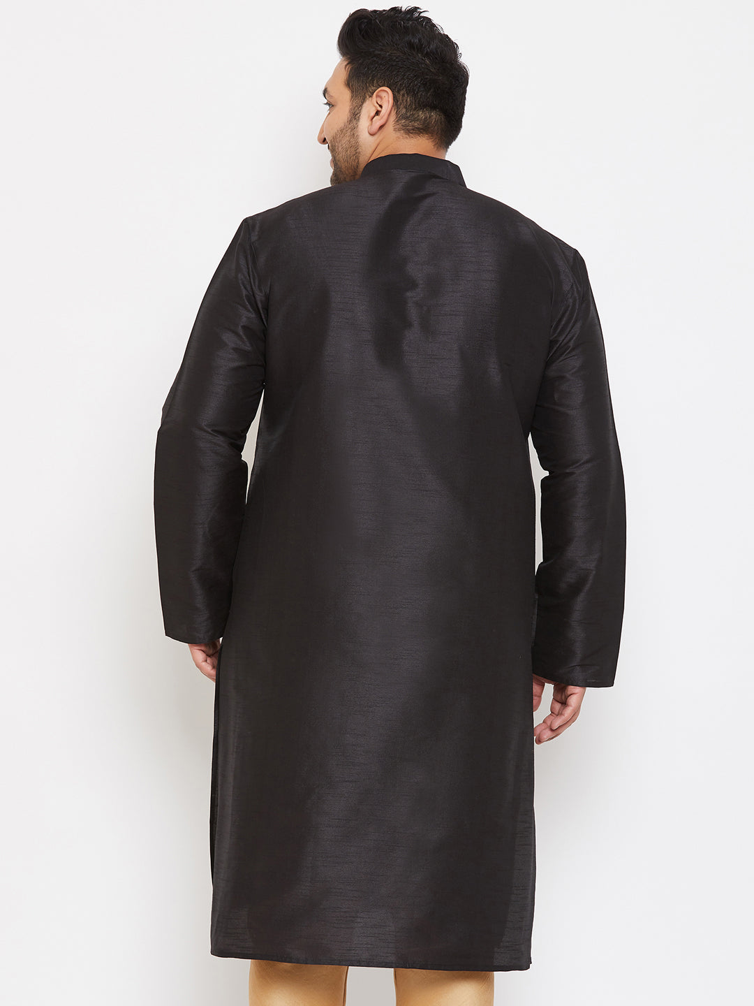 Men's Plus Size Black Silk Blend Kurta