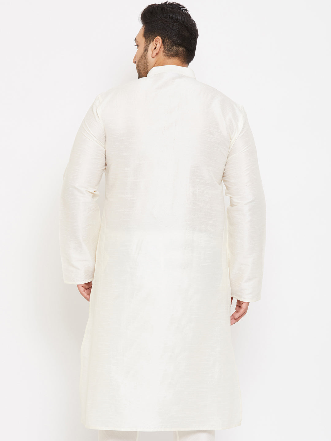 Men's Plus Size Cream Silk Blend Kurta