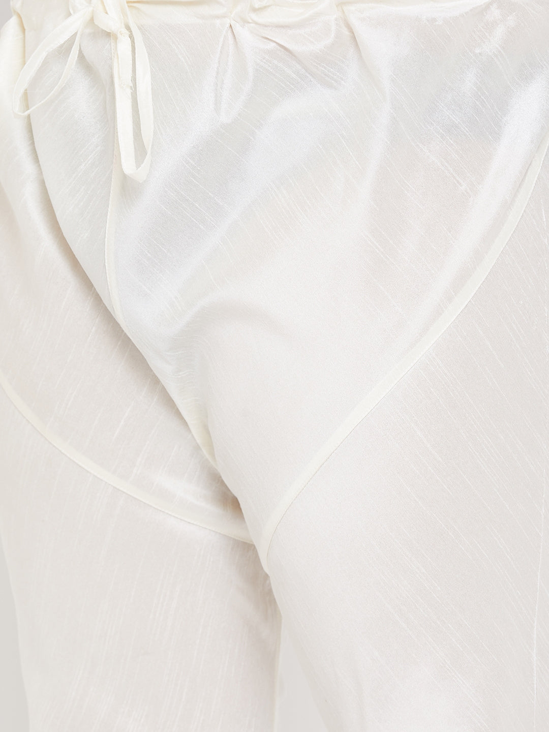 Men's Plus Size Cream Silk Blend Kurta Pyjama Set