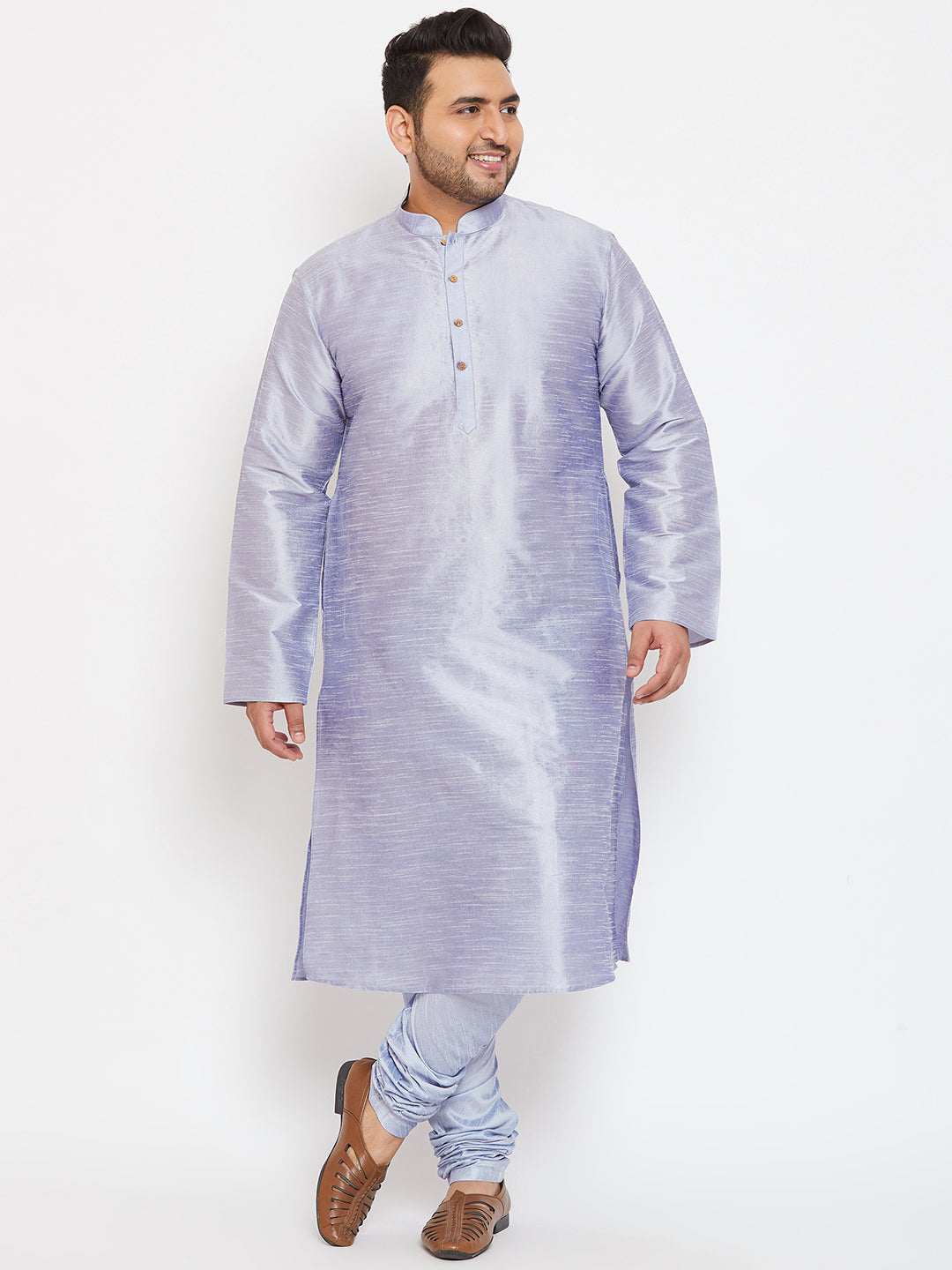 Men's Plus Size Lavender Silk Blend Kurta