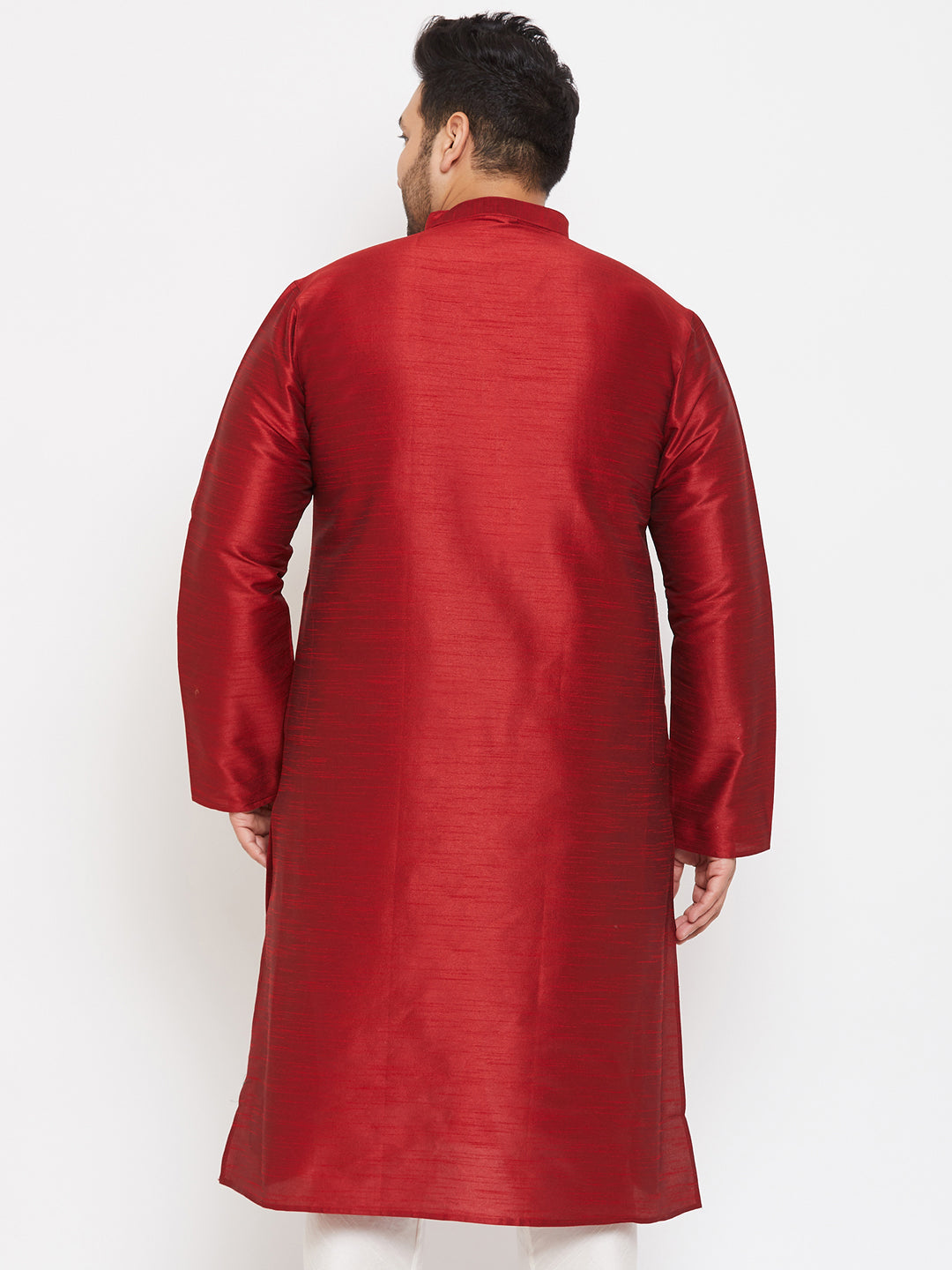 Men's Plus Size Maroon Silk Blend Kurta