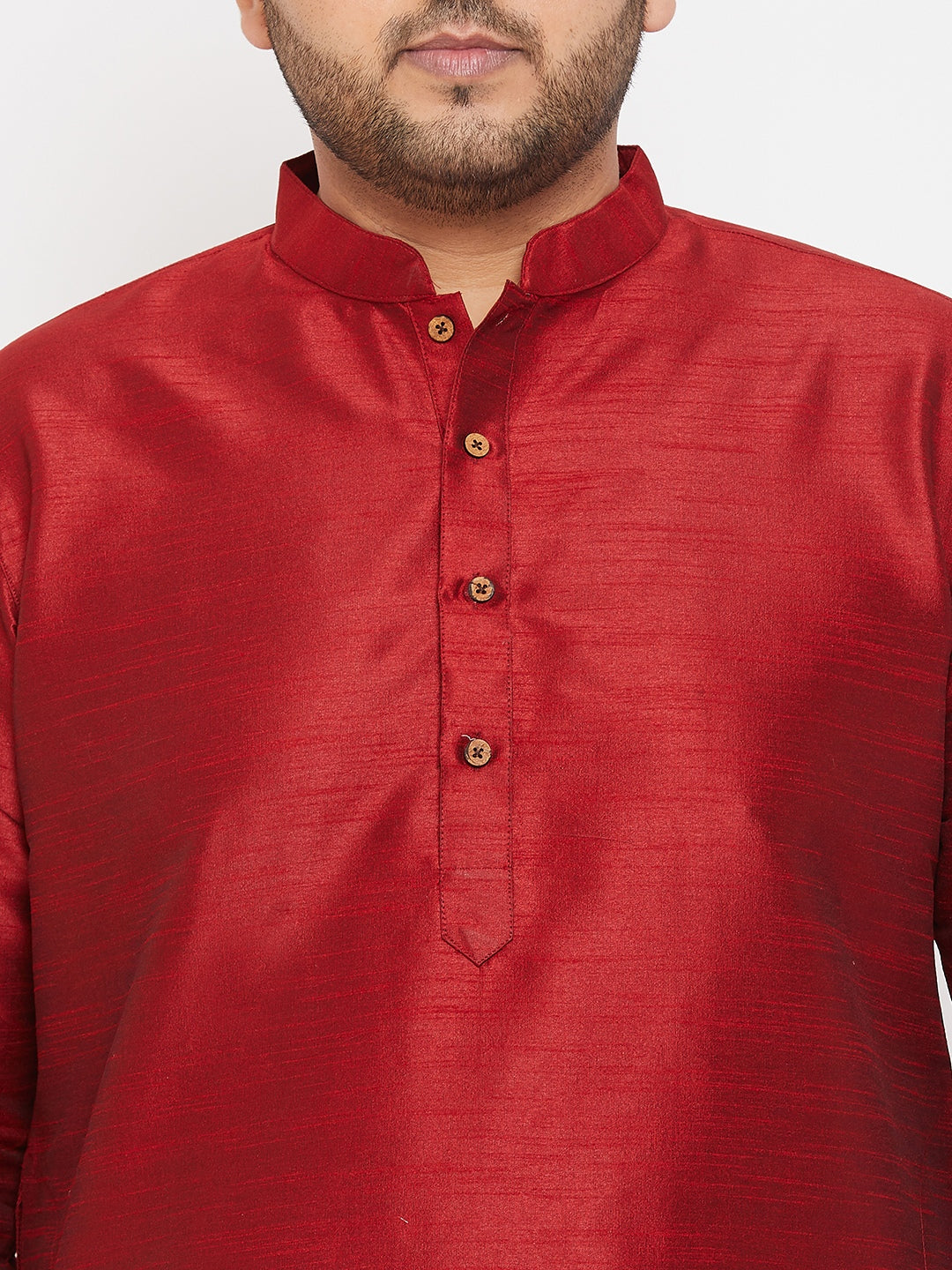 Men's Plus Size Maroon Silk Blend Kurta