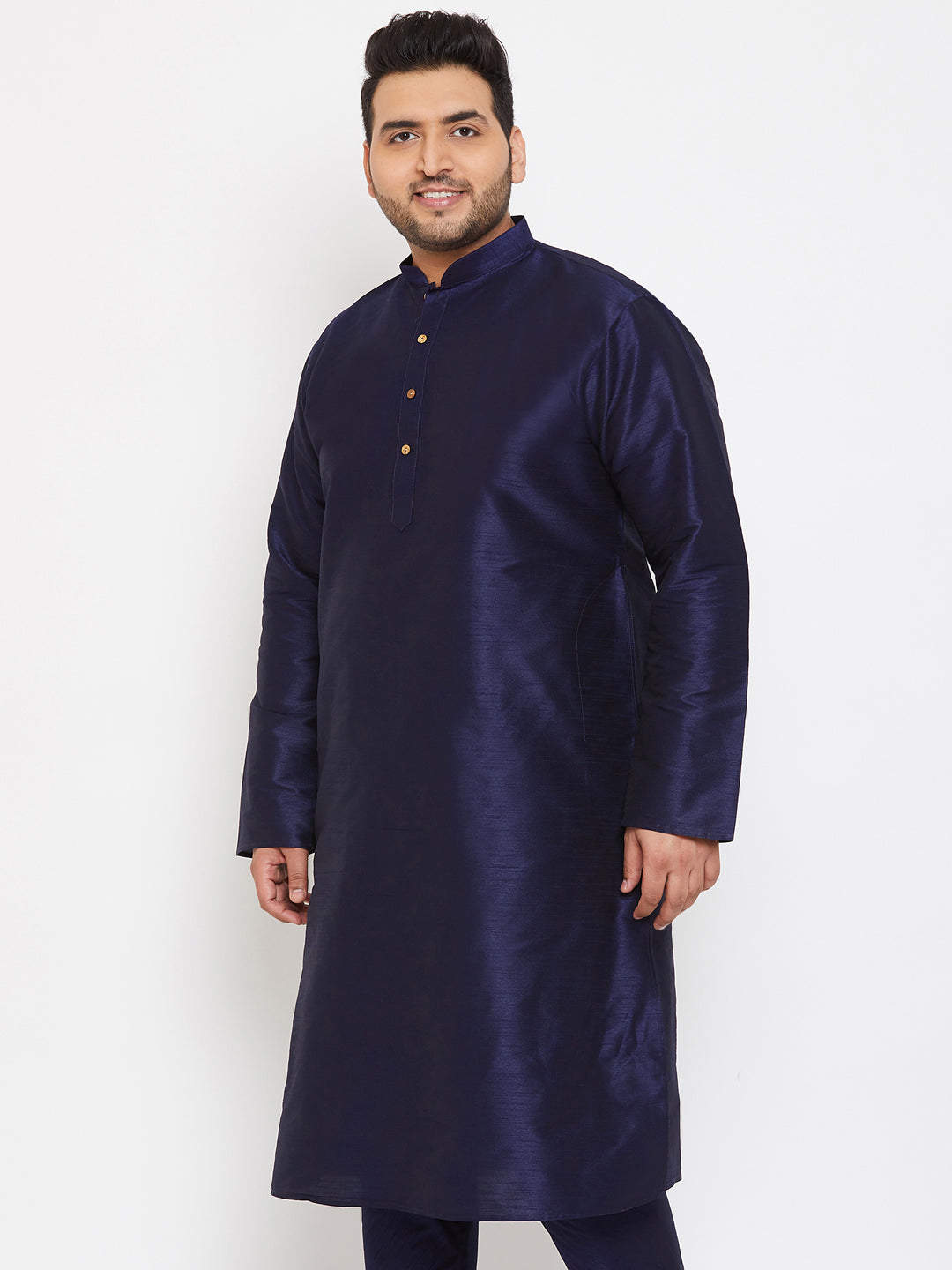 Men's Plus Size Navy Blue Silk Blend Kurta