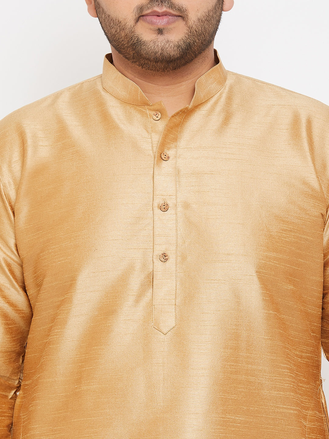 Men's Plus Size Rose Gold Silk Blend Kurta Pyjama Set